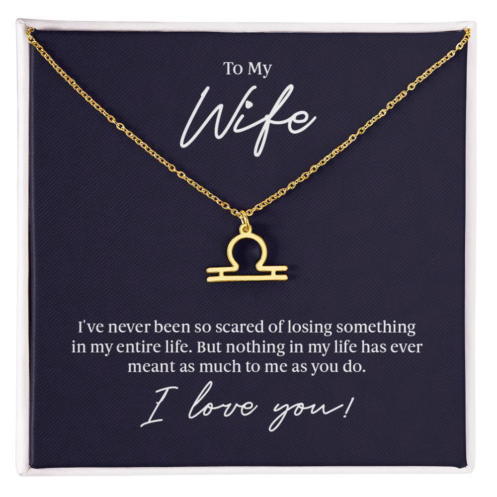 To My Wife Loss Sympathy Libra Zodiac Necklace Gold Tone Standard Box